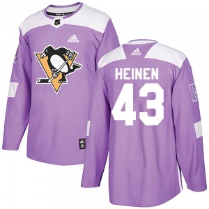 Youth Danton Heinen Pittsburgh Penguins Adidas Authentic Purple Fights Cancer Practice Jersey