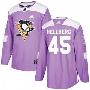 Youth Magnus Hellberg Pittsburgh Penguins Adidas Authentic Purple Fights Cancer Practice Jersey