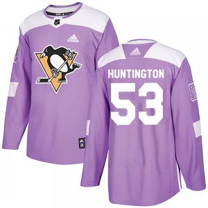 Youth Jimmy Huntington Pittsburgh Penguins Adidas Authentic Purple Fights Cancer Practice Jersey
