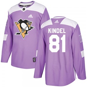 Youth Ben Kindel Pittsburgh Penguins Adidas Authentic Purple Fights Cancer Practice Jersey
