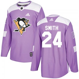 Youth Ty Smith Pittsburgh Penguins Adidas Authentic Purple Fights Cancer Practice Jersey