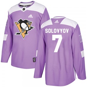 Youth Ilya Solovyov Pittsburgh Penguins Adidas Authentic Purple Fights Cancer Practice Jersey