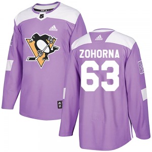 Youth Radim Zohorna Pittsburgh Penguins Adidas Authentic Purple Fights Cancer Practice Jersey