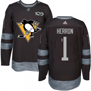 Denis Herron Pittsburgh Penguins Authentic Black 1917-2017 100th Anniversary Jersey