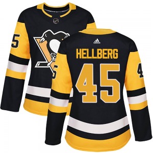 Women's Magnus Hellberg Pittsburgh Penguins Adidas Authentic Black Home Jersey