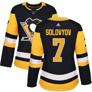 Women's Ilya Solovyov Pittsburgh Penguins Adidas Authentic Black Home Jersey
