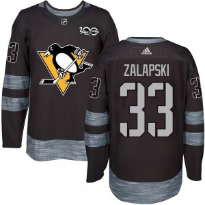 Youth Zarley Zalapski Pittsburgh Penguins Authentic Black 1917-2017 100th Anniversary Jersey